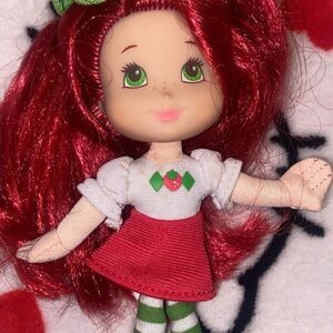 Strawberry shortcake Red-Haired Doll with Green Eyes and White Dress